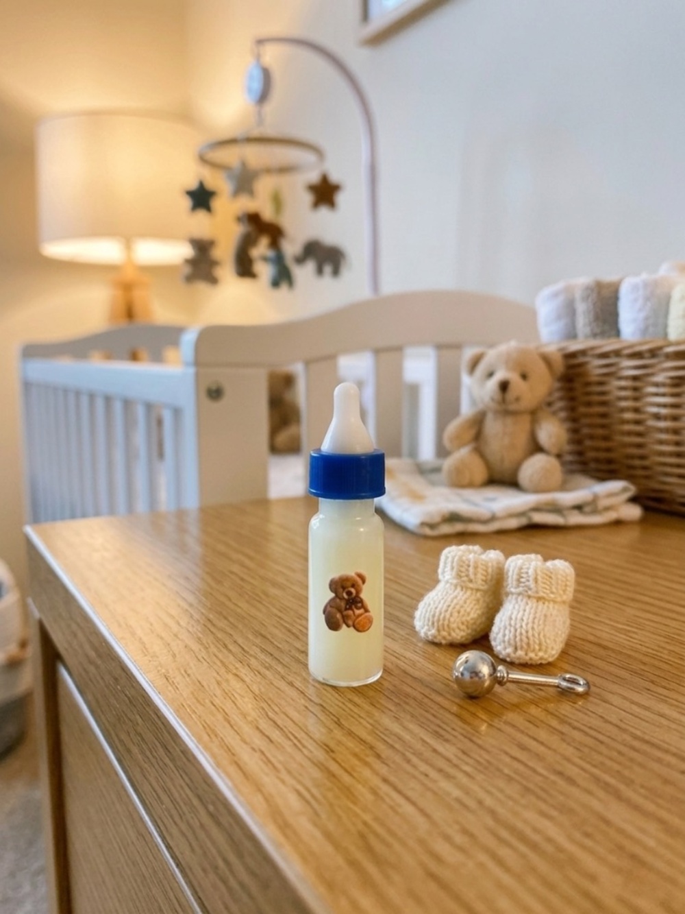Teddy Bear Miniature Micro Baby Doll Glass Bottle